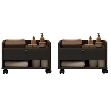 Imagem de JM3 Moveis Kit 2 Armario Gabinete Organizador Prisma de Chão Para Banheiro - JM3 Moveis (Preto)