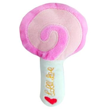 Imagem de Brinquedo De Pelúcia Pequeno Para Cães Pet Premium Cenoura Banana Melancia Laranja Morango Pirulito Donuts Pimenta Estrela Nuvem Coxa Beringela Nuvem Divertida (Pirulito Rosa)