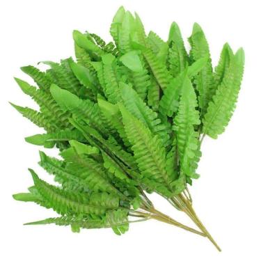 Imagem de Ramo Decoração Arranjo Samambaia Planta Artificial Verde Plástico 6 Galhos 35cm