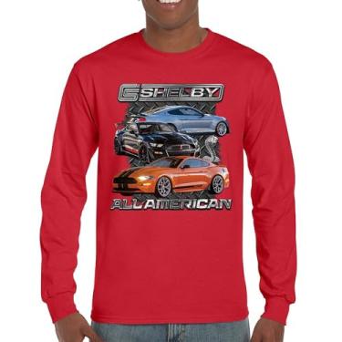 Imagem de Camiseta Shelby All American Cobra de manga comprida Mustang Muscle Car Racing GT 350 GT 500 Performance Powered by Ford, Vermelho, 3G