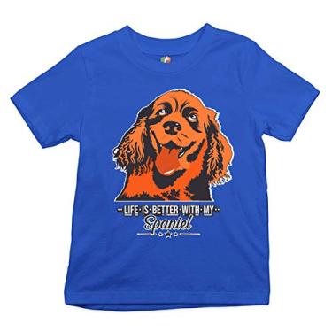 Imagem de Camiseta juvenil Life is Better with My Spaniel Pet Owner I Love My Dog Kids, Azul royal, XG
