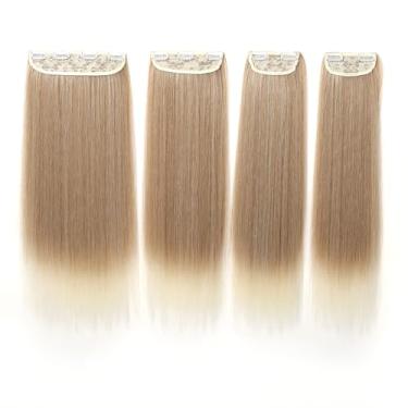 Imagem de CIADAZ Conjunto de 4 peças de clipes de extensão de cabelo longo e reto para mulheres, clipe em peças de peruca de aparência natural, fácil de usar, 22 polegadas de comprimento, 190 g de peso para pen