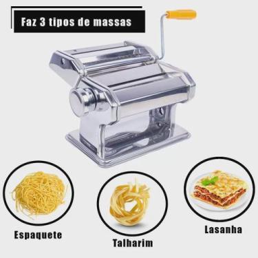 Imagem de Máquina De Macarrão Lasanha Massa Caseira Manual Em Aço Inox