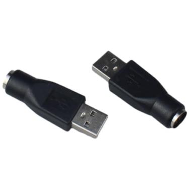 Imagem de FDXGYH 2 adaptadores USB para PS2 6 pinos PS/2 fêmea para USB macho conversor de teclado/mouse (preto)