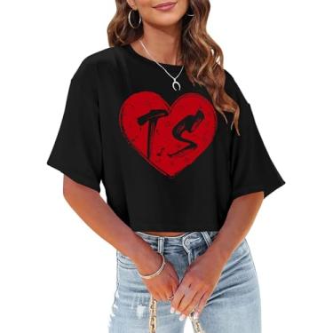 Imagem de Camisetas femininas de concerto para amantes de música country Love TS Crop Tops de manga curta para fãs de presente, Preto, G