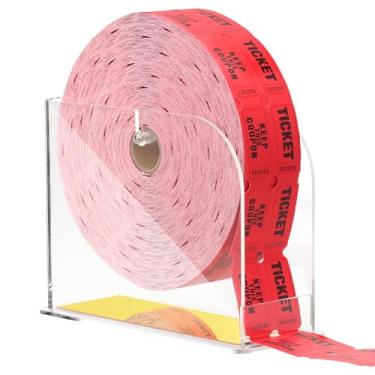 Imagem de Dispensador de bilhetes de sorteio de acrílico 14 x 19 x 7,9 cm com espelho dourado para bilhetes de rolo duplo para leilões de caridade Dispensador de rolo de bilhetes de carnaval (não inclui bilhete