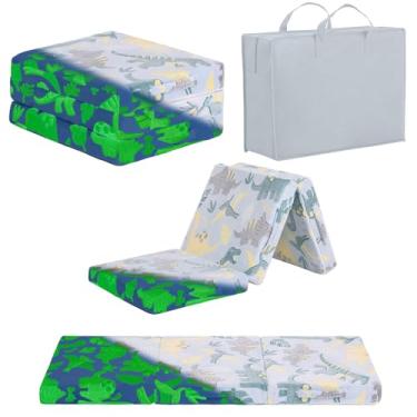 Imagem de Givjoy Colchão dobrável para crianças, que brilha no escuro, tapete de cochilo triplo, dobrável, lavável para creche, sofá-cama futon de três dobras com bolsa de armazenamento para meninas e meninos