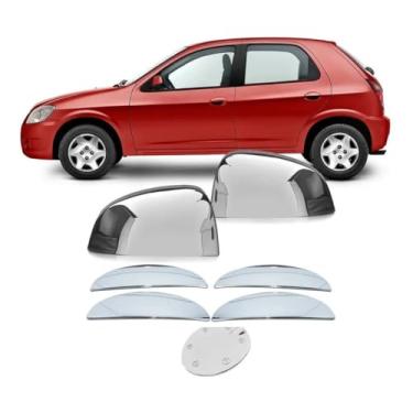 Imagem de Kit Aplique Cromado Maçaneta Retrovisor Tampa Combustível Celta 07-14 4p