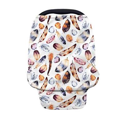 Imagem de GOSTONG Capa para amamentação Peacock Feathers Streathy para amamentação, capa para assento de carro de bebê, capas para dossel de cadeirinha de bebê, cachecol para amamentação, capa para carrinho de bebê multiuso, presentes para chá de bebê