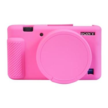 Imagem de Capa de câmera para Sony ZV-1, ZV1, capa de silicone, capa protetora com tampa de lente removível para câmera digital Sony ZV1, rosa