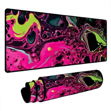 Imagem de Novo Mouse Pad Gamer Deskpad Speed Extra Grande Borda Costurada Profissional Varios Tamanhos - Liquid Neon Rosa Verde (80X40)