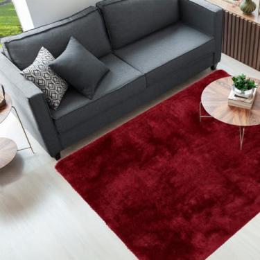 Imagem de Tapete Peludo Felpudo para Sala e Quarto Macio e Aconchegante 2,00x2,40m (Vermelho)