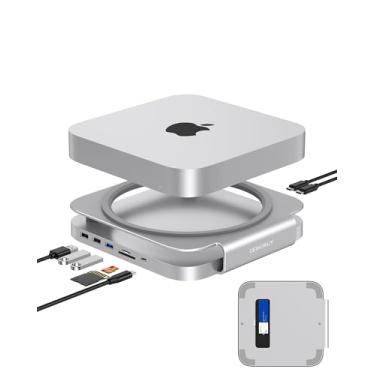 Imagem de GEWOKLIY Base e suporte para Mac com SSD M.2, leitor de cartão duplo, portas A/C USB de 10 Gbps para acessórios Mac Mini M1, M2 e Mac Studio