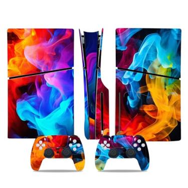 Imagem de Adesivo Skin para PS5 Slim Disc Edition, decalque de vinil para console de jogos e controle sem fio (vermelho)