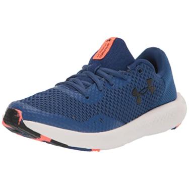 Imagem de Under Armour Tênis de corrida unissex infantil Charged Pursuit 3, Azul Mirage/After Burn/Preto, 4.5 Big Kid