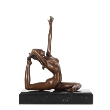 Imagem de NILEEBUKER Bronze Woman Doing Yoga Estátua Body Building Escultura Moderna Feminina Decoração de Casa