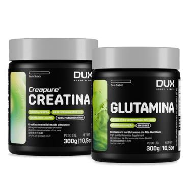 Imagem de Creatina Monohidratada 100% Creapure 300g + Glutamina 300g Sem Sabor - Suplementação Academia, Ganho Muscular Hipertrofia, Força Energia Resistência, Suplementos Naturais - DUX HUMAN HEALTH
