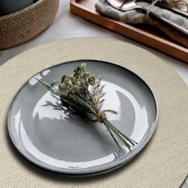 Imagem de 6 Jogo Americano Redondo Juta Areia - Impermeável Pvc