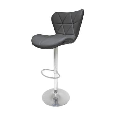 Imagem de Banqueta Formiga Alta Slim Giratória Cinza para Cozinha Americana, Balcão, Bar e Ilha, Altura Regulável