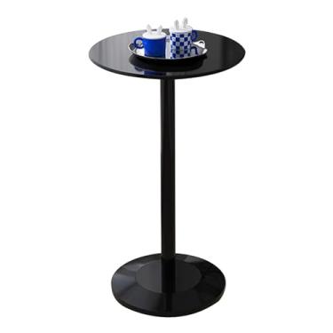 Imagem de Mesa de bar alta mesa de bar de metal mesa alta pub bistrô | mesa lateral pequena mesa de jantar de café para sala de estar quarto varanda - preto redondo