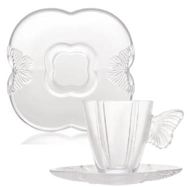 Imagem de Xícara para Café de Vidro Butterfly 80ml  4un Wolff, Transparente, 4