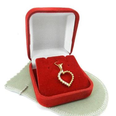 Imagem de Pingente Coração 20mm Zirconia Folheado Ouro 18k Pi224 - WNBIJOUTERIAS