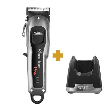 Imagem de Kit Máquina de Cortar Cabelo Wahl Super Taper Pro Cordless Bivolt + Base carregadora Premium Bivolt Wahl .