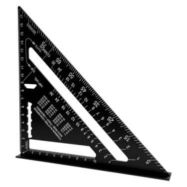 Imagem de Esquadro Rápido Régua Transferidor Triangular 7 Polegadas Alumínio Marcenaria Ferramenta Medição (Preto)