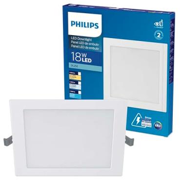 Imagem de Painel Plafon Led Philips de embutir quadrado 18W luz branca fria (6500K) bivolt (100-240V)