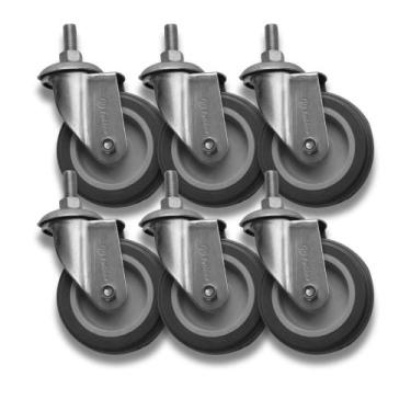 Imagem de Kit 6 Rodízios 412 BP c/ p/fuso Giratório s/ Trava p/ 65Kg - Schioppa