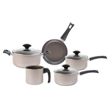 Imagem de Jogo De Panela Brinox Ceramic Life | Alumínio, Revestimento Cerâmico, Essence Champagne, 5 Peças