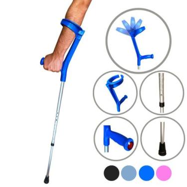 Imagem de Bengala Muleta Articulada Regulável Altura Braço Colorida - Alo Ortope