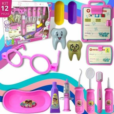 Imagem de Brinquedo Kit Dentista Infantil Didático Médico - Rosa - Importado