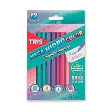Imagem de Canetinha Hidrocor Mega Hidro Tons Pastel Com 12 Cores - Tris