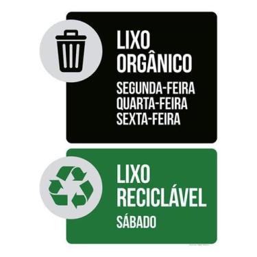 Imagem de Kit 5 Placas Lixo Orgânico E Reciclável Verde Preta 36X46 - Sinalizo