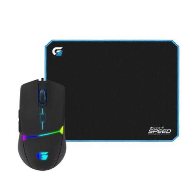 Imagem de Kit Gamer Mouse Crusader Mouse Pad Mpg 102 Azul Fortrek, Gamer, Plásti