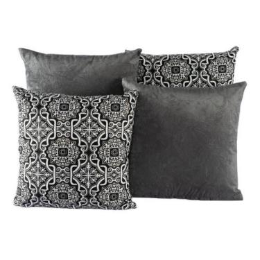 Imagem de Kit 4 Almofadas Jacquard Decorativas 40X40 Cinza - 012 - Casahome