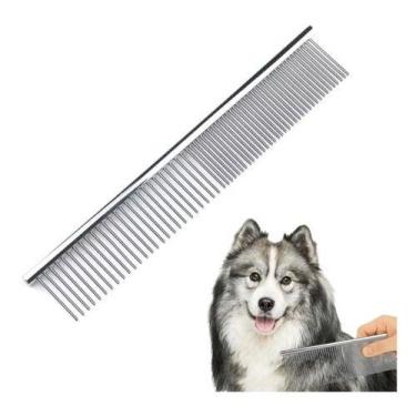 Imagem de Pente Desembolador De Pelos Aço Petshop Banho E Tosa Grande para Cães 