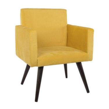 Imagem de Poltrona Decorativa Suede Pés Palito Amarela Mobile - DS Móveis