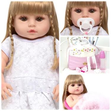 Imagem de Bebe Reborn Silicone Loira Princesa Com Bolsa 20 Acessórios - Cegonha 