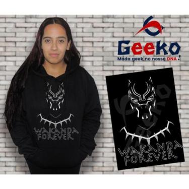 Imagem de Moletom Canguru Feminino Wakanda Forever Pantera Negra Black Panther G
