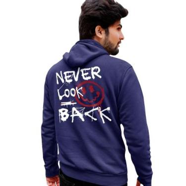 Imagem de Blusa Moletom Estampado Masculino em Algodão 30.1 Never Look Back Smil
