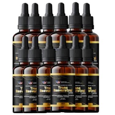 Imagem de 12 Frascos - Trans Resveratrol Americano + Ácido Hialurônico + Verisol