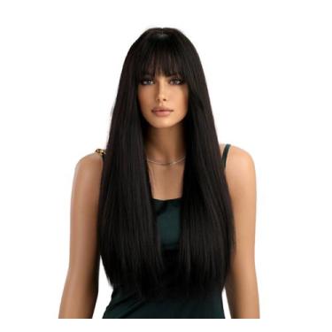 Imagem de Peruca Lisa com Franja Realista 70cm Fibra Premiun - D&D Commerce