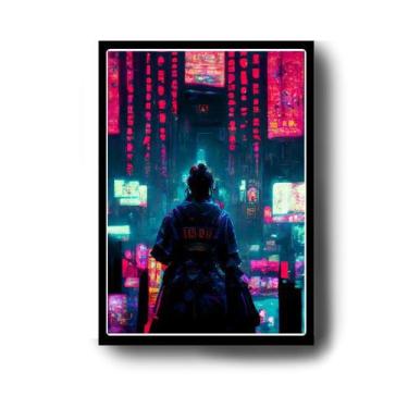 Imagem de Quadro Decorativo Samurai Cyberpunk 2077 com Moldura E Acetato Tamanho