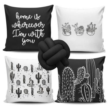 Imagem de Kit 4 Capas de Almofada Cacto + Almofada Nó - VKAZA, Nó Preto