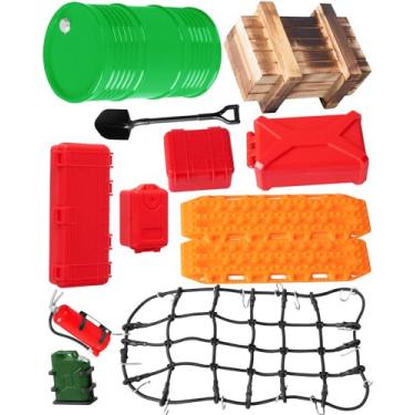 Imagem de RCMYou RC Crawler Car Decoration Upgrades Part for 1/10 Trx4 Trx6 Axial SCX10 Redcat GEN 7 8 Rc4wd,12PCS Decoration Luggage Net/Package/Luggage/Oil Drum/Shovel/Sand Ladder,Orange