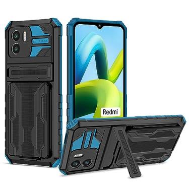Imagem de Bohefo Capa para Redmi A1, Redmi A2 220733SI 220733SG Capa com carteira e porta-cartões destacável, suporte integrado à prova de choque, capa protetora para celular para Xiaomi Redmi A1 azul