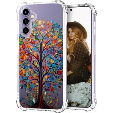 Imagem de Hungo Capa compatível com Samsung Galaxy S25 Plus / S24 Plus Design Transparente, Pele Feminina de Designer Estético S24+ S25+ Árvore com Folhas Coloridas Outono