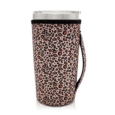 Imagem de Capa de neoprene com mangas isoladas para copo de 590 ml, YETI Rambler Ozark Trail Rtic, Starbucks Venti Cold (apenas mangas de copos) (mini leopardo)